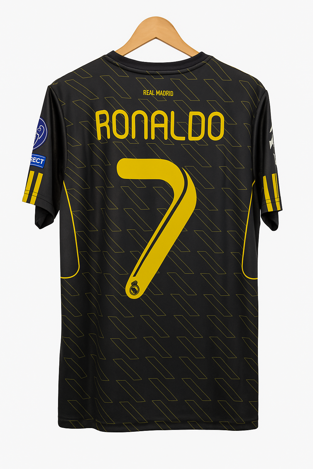 Real Madrid Away/Third Short Sleeve Jersey 2009-10 Black/Yellow ( Embroidery )