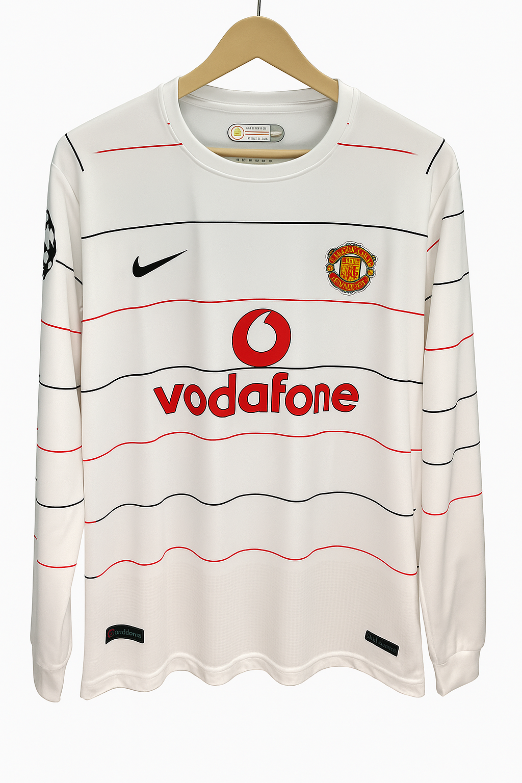 Manchester United Away Long Sleeve Jersey 2005-06 White/Red ( Embroidery )