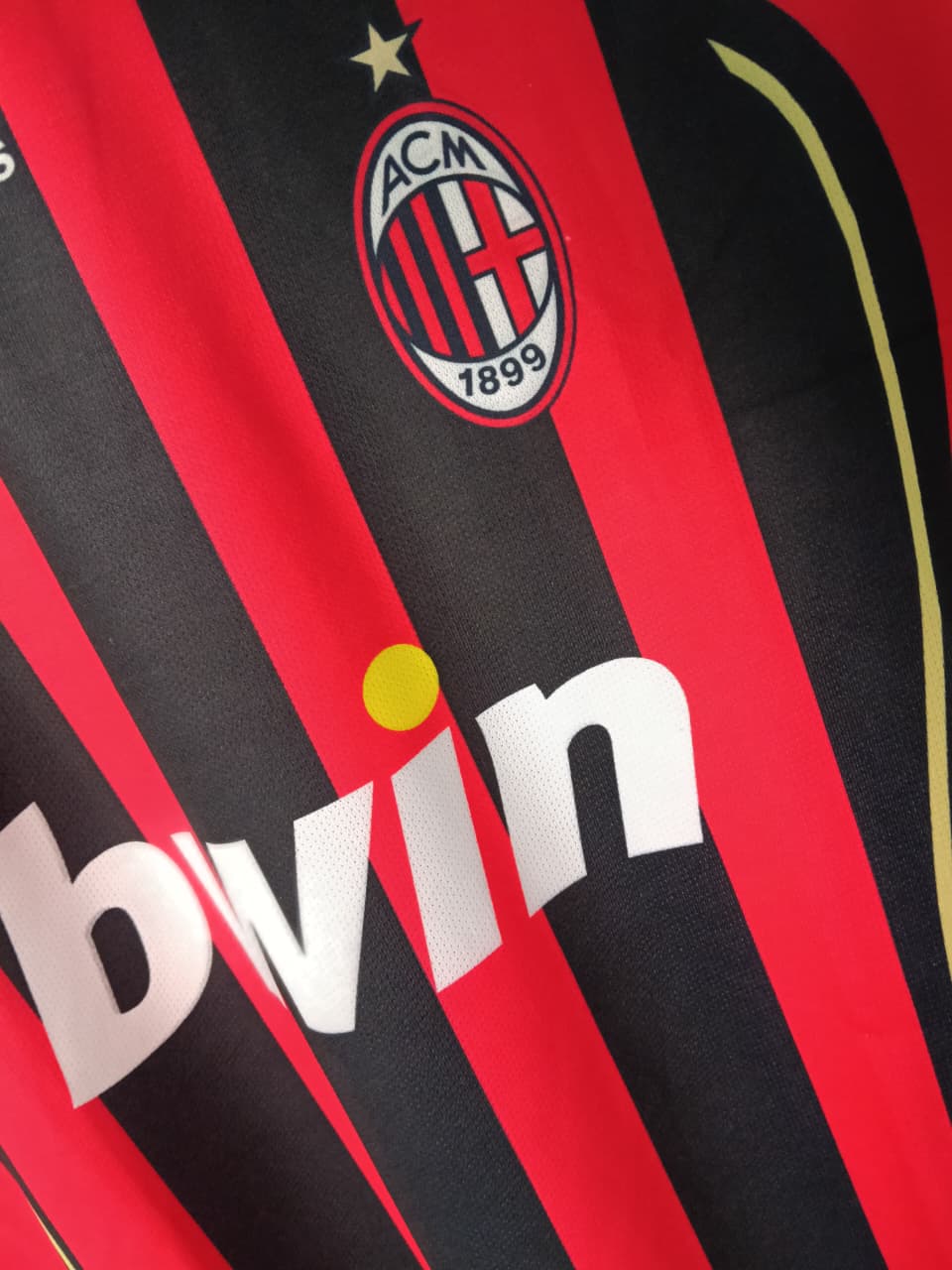 AC Milan Home Red & Black Stripes Fan Jersey - Inspired Late 2000s bwin Kit