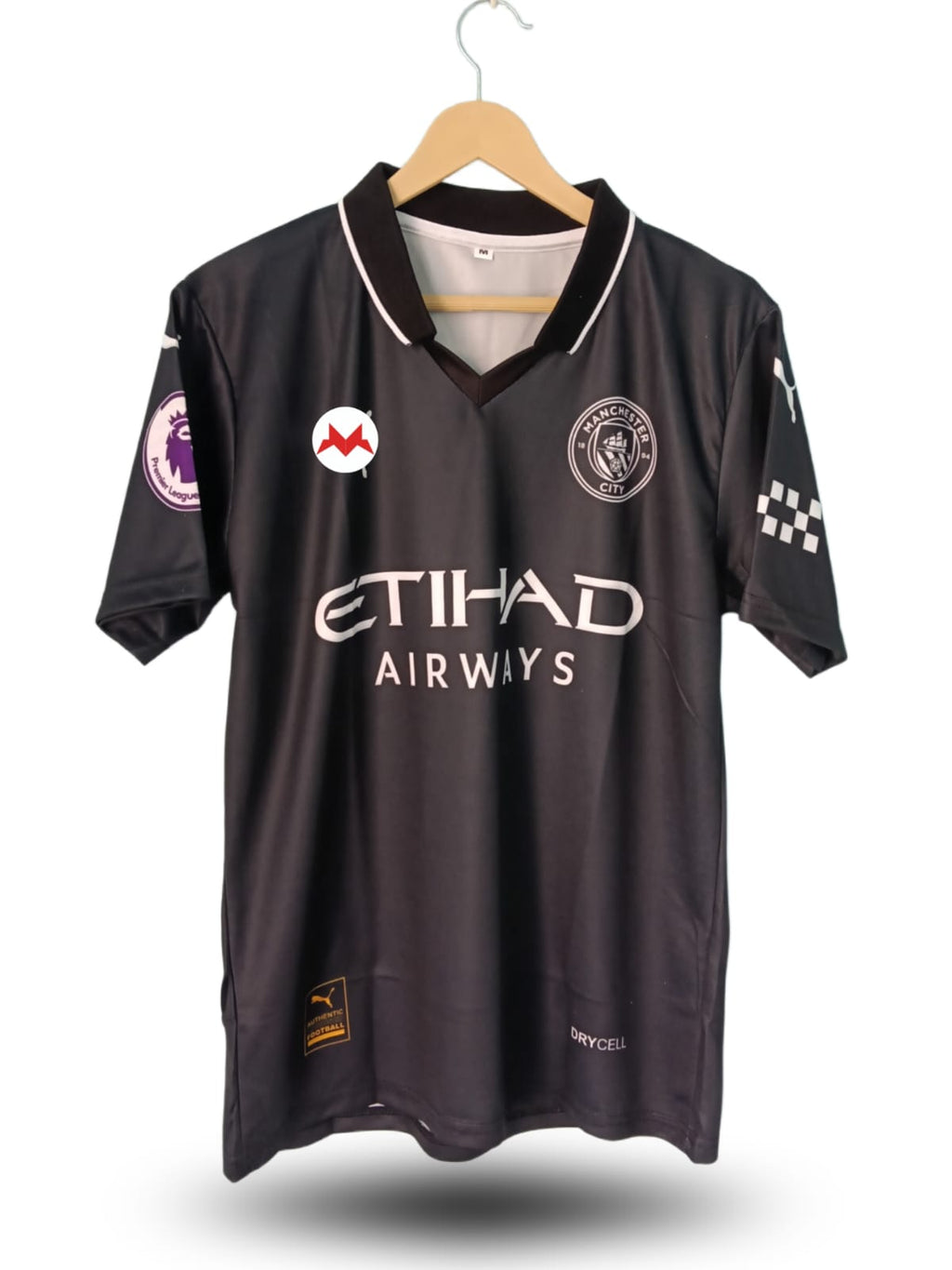Man City Black/Grey Away Fan Jersey - Inspired Modern Kit with Etihad Airways Sponsor