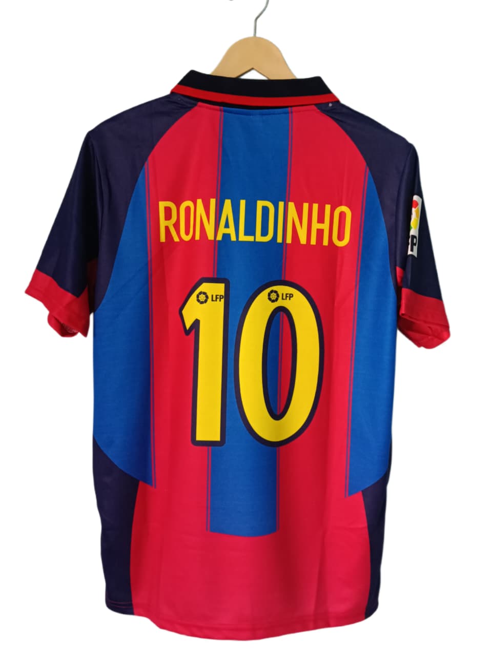 FC Barcelona Home Red/Blue Fan Jersey - Inspired Retro Collar Kit with LFP Patch