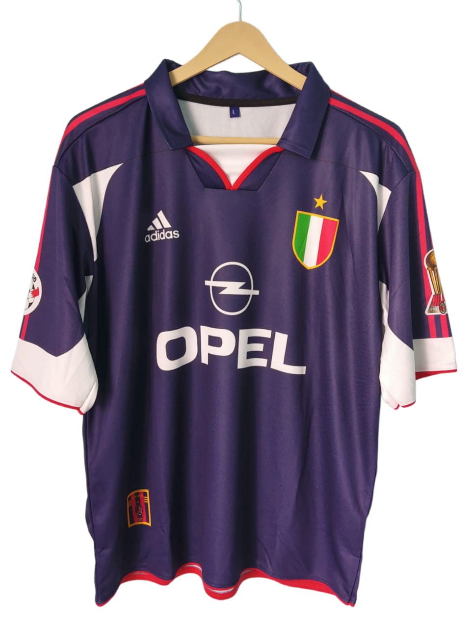 AC Milan Dark Blue Retro Fan Jersey - Inspired Opel Era Away Kit with Scudetto Badge