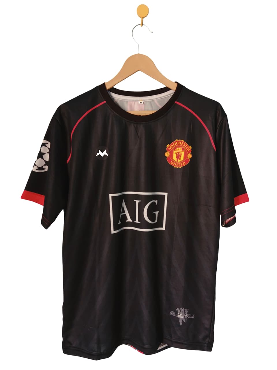 Man Utd Black Short Sleeve Fan Jersey - Inspired 07/08 AIG Away Kit