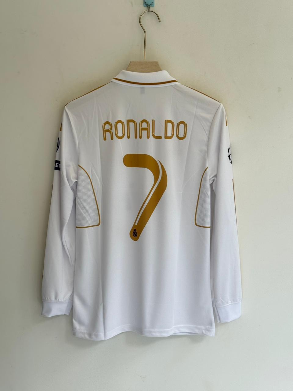 Real Madrid Home Long Sleeve Jersey 2009-10 White/Gold ( Embroidery )