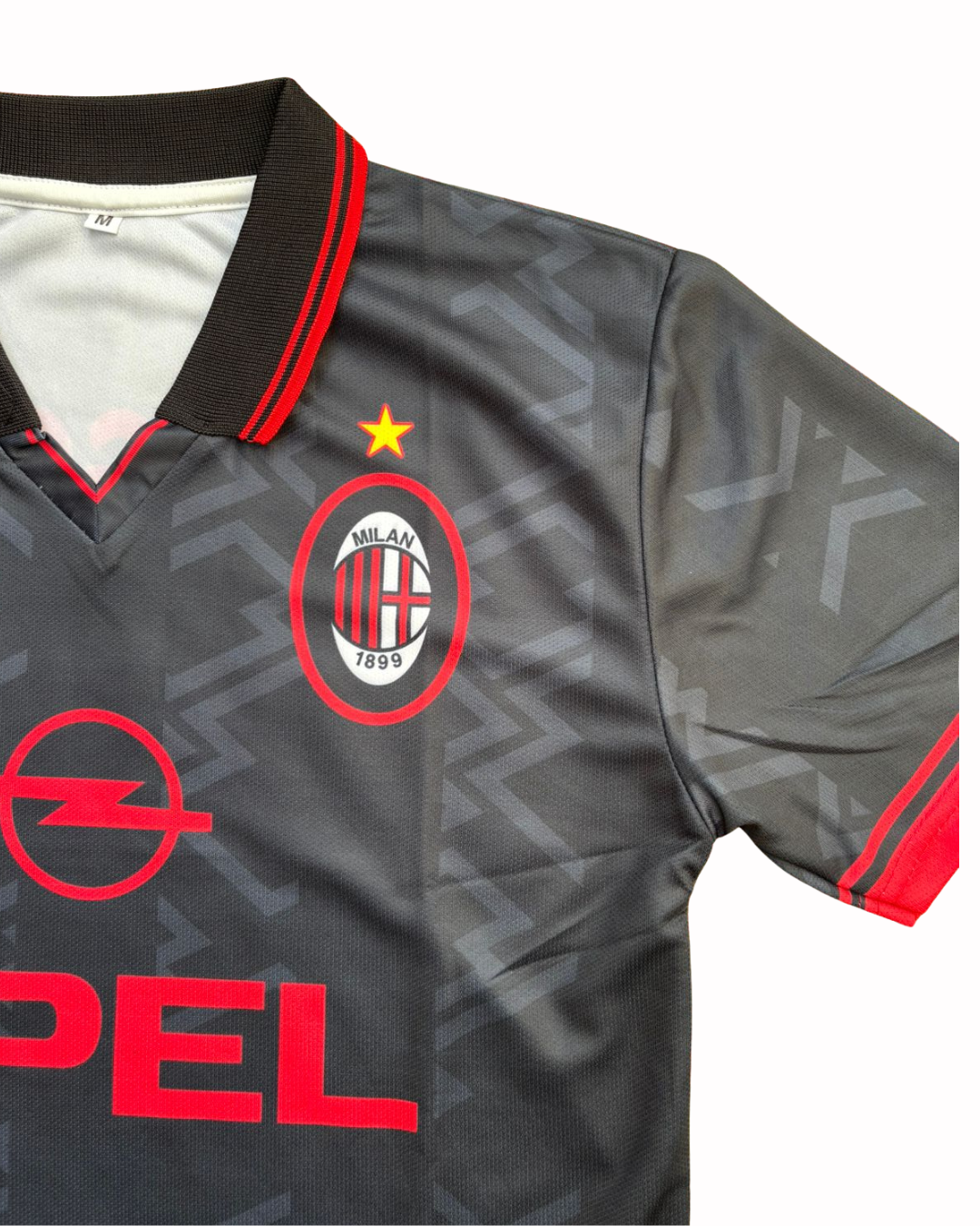 AC Milan Black Retro Fan Jersey - Inspired Opel Era Kit with Red Trim