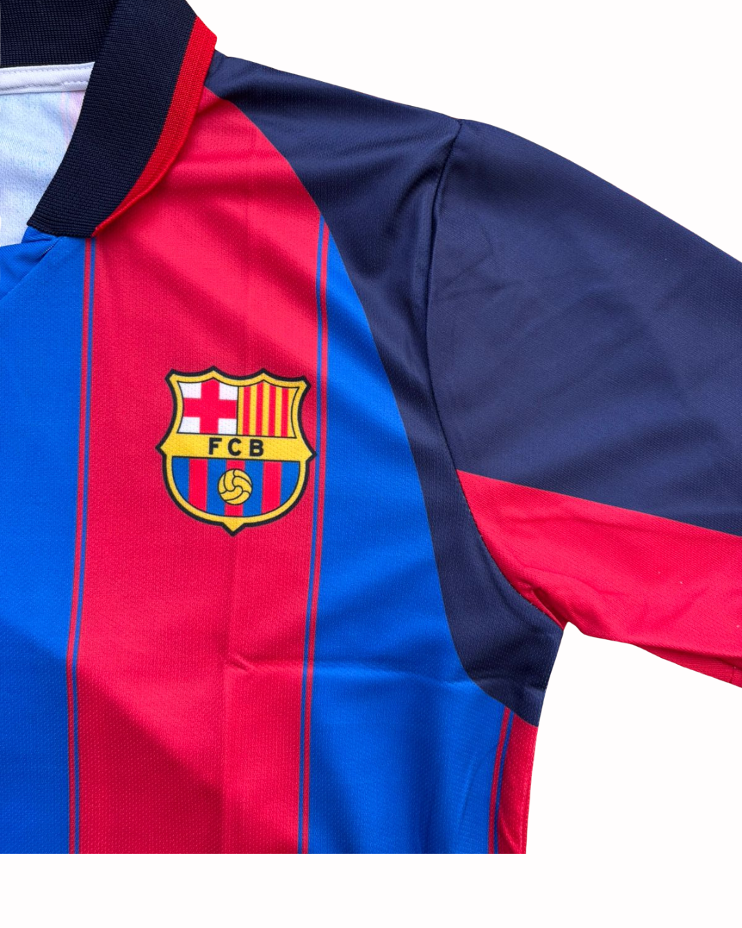 FC Barcelona Home Red/Blue Fan Jersey - Inspired Retro Collar Kit with LFP Patch