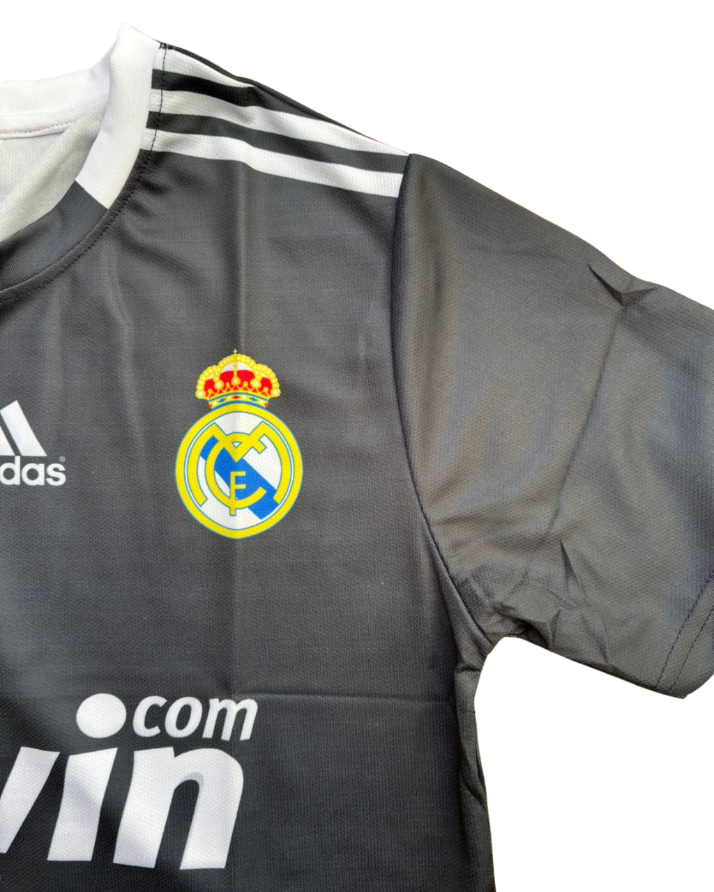 Real Madrid Black Away Fan Jersey - Inspired 08/09 bwin Kit with Champions League Patch