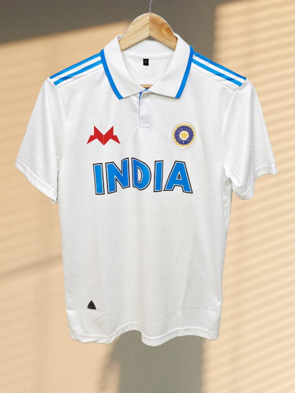 White Team India Cricket Test Match Jersey Fan inspired - Classic Polo Neck