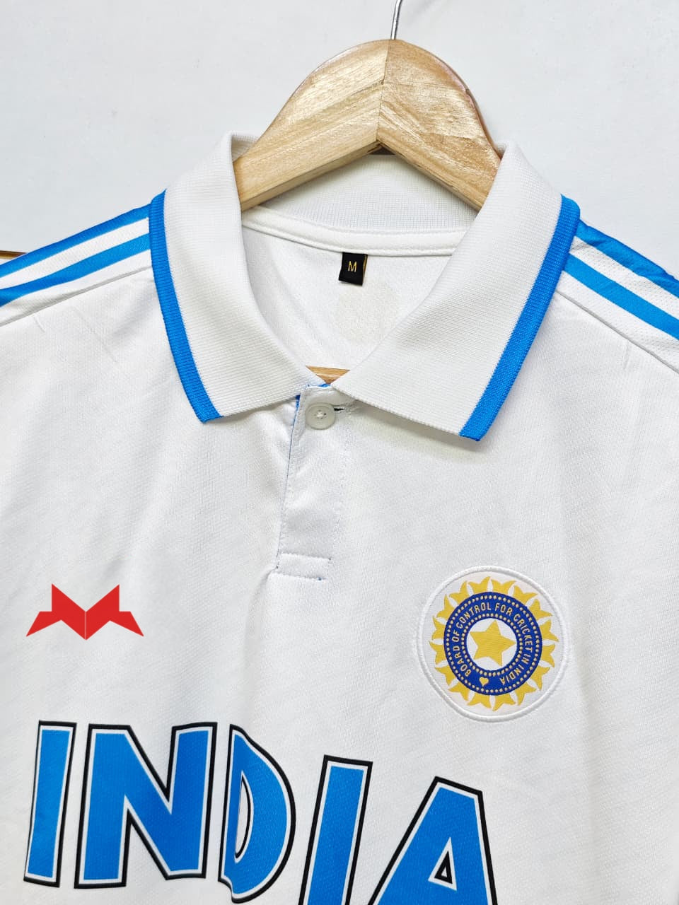 White Team India Cricket Test Match Jersey Fan inspired - Classic Polo Neck